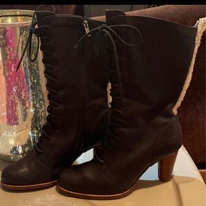 Women black Ugg boots with heal